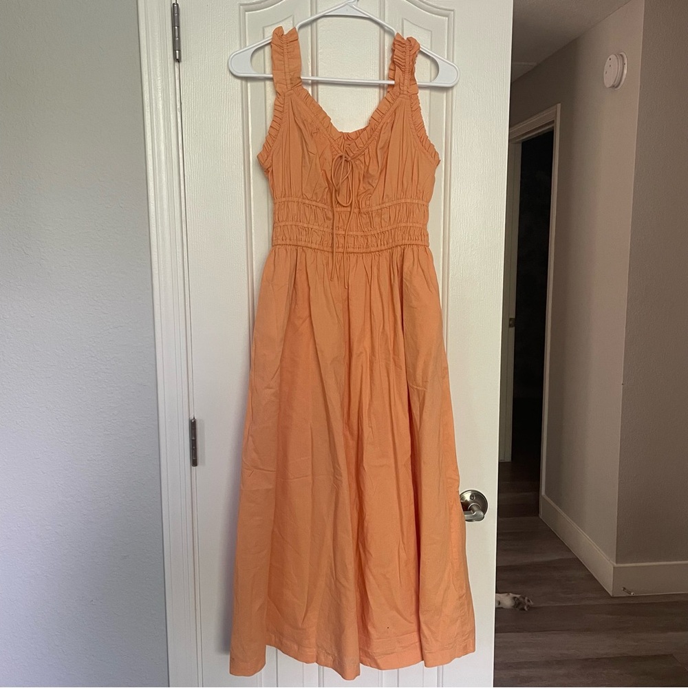 Old Navy Apricot Midi Cotton Dress